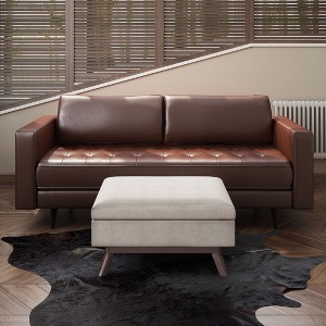 CAVINAS Faux Leather Storage Ottoman Bench with Versatile Use and Safety Hinge,Modern Storage Ottoman,Storage Benches for Living Room,Bedroom - 1 of 4