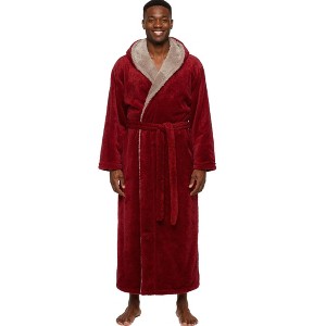 ADR Mens Robe, Fleece Hooded Bathrobe, Big and Tall Bath Robe for Men - 1 of 3