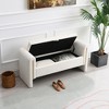 ACEPANO Modern Teddy Plush Storage Bed Bench with Armrests for Living Room & Bedroom-Cream - 2 of 4