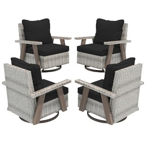 YARDSIGHT  Outdoor Swivel Patio Chairs with 360° Rotation, All-Weather PE Wicker Armchairs with Cushions for Garden, Deck, Porch, and Backyard - 1 of 4