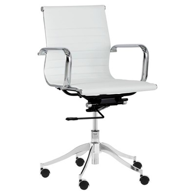 Tyler 22" Modern Faux Leather and Stainless Steel Office Chair in White - Brant House