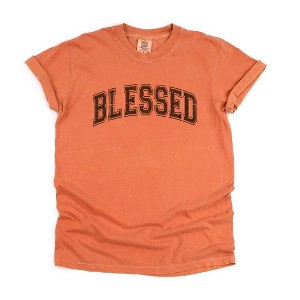 Simply Sage Market Women's Blessed Varsity Short Sleeve Garment Dyed Tee - 1 of 4