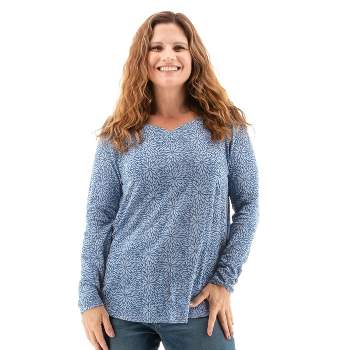 Aventura Clothing Women's Esencia Long Sleeve Sweetheart Neck T-Shirt - Dark Blue, Size Medium