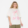 Women's Skulls Bow Oversized Graphic T-Shirt - White - 2 of 3