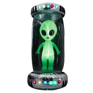 NAYSAYE Inflatable Holiday Decoration UFO Alien Halloween Yard Display for Outdoor Party, Black and Green, 98"*39"*98.4" - 1 of 4