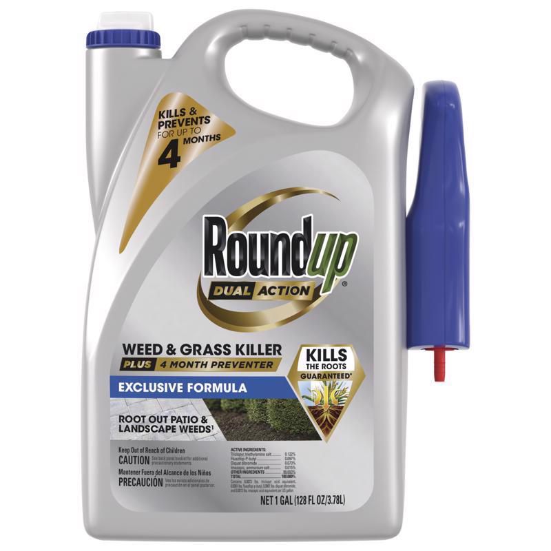 Roundup Dual Action Weed and Grass Killer + Preventer RTU Liquid 1 gal (Pack of 4), 1 of 2