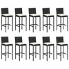 vidaXL Patio Bar Set Outdoor Table and Chair Set with Cushions Poly Rattan - 70.9" Table Length Black 10-Piece - 4 of 4