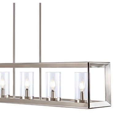 Anna 38.5" Nickel Linear 5-Light LED Glass Pendant