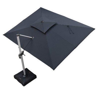 PURPLE LEAF 9' x 12' Patio Outdoor Rectangle Umbrella with Heavy Duty Base Large Cantilever Umbrella Windproof Offset Umbrella for Garden Deck Pool