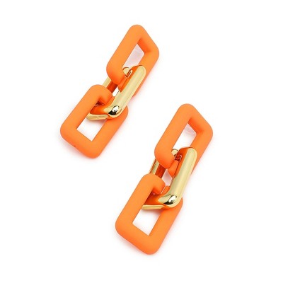 SOHI Women's Orange  Colourblock Chainlink Drop Earrings