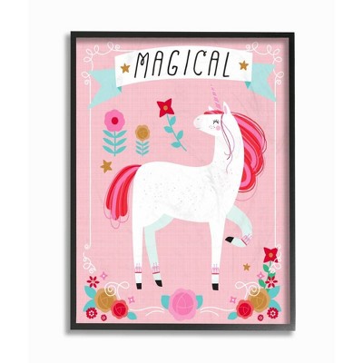 11"x1.5"x14" Magical Colorful Unicorn Framed Giclee Texturized Art - Stupell Industries