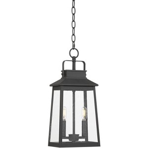 John Timberland Jubliee 19 1/4" High Modern Outdoor Pendant Light Fixture Ceiling Porch House Exterior 2-Light Hanging Black Metal Clear Glass Shade - 1 of 4