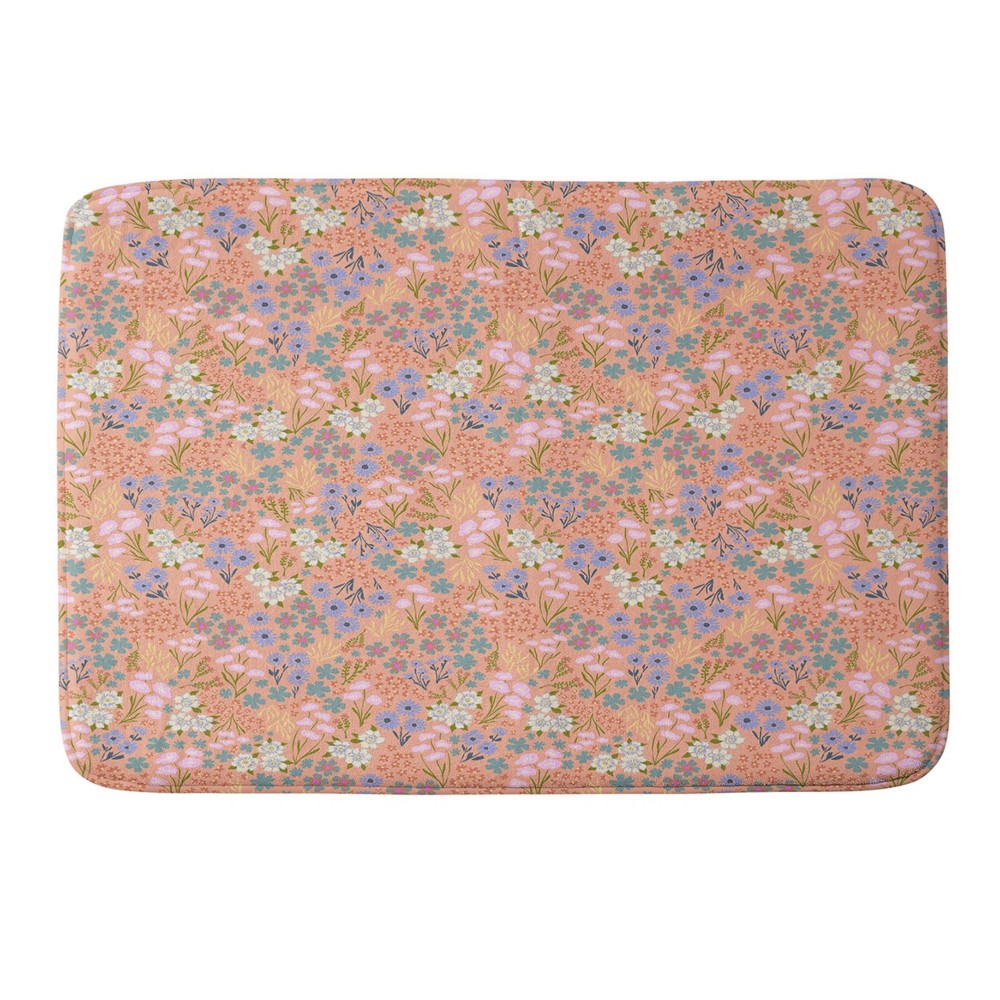 Photos - Bath Mat Schatzi Joycelyn Ditsy Apricot Memory Foam Bath Rug Brown - Deny Designs