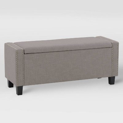 Boston Storage Fabric Ottoman Light Gray - CorLiving