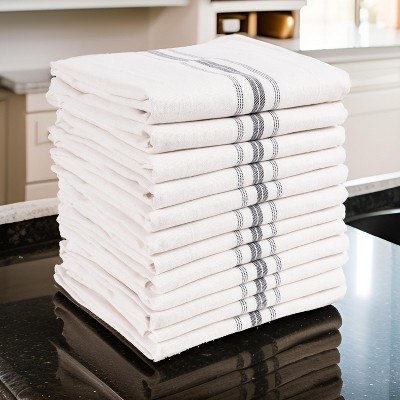 Farmhouse Stripe 15" x 25" Cotton Kitchen Towels Set of 12