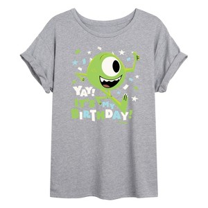 Women's - Disney - Mike Yay It's My Birthday Oversized Graphic T-Shirt - 1 of 4