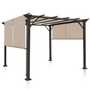 EAGLE PEAK 10'x10' Outdoor Pergola with Retractable Sunshade Canopy, Beige - 1 of 4