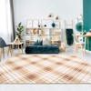 Modern Checkered Rug, Washable and Non-Slip, Thin and Foldable Printed Rug, SSoft Non Shedding Low Pile Floor Covering, Neutral Geometric Rug - 3 of 4