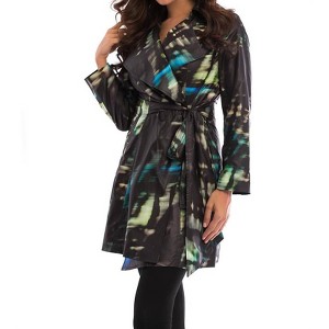 Women's Midnight Belted Collared Rain Jacket - ANGEL - 1 of 4