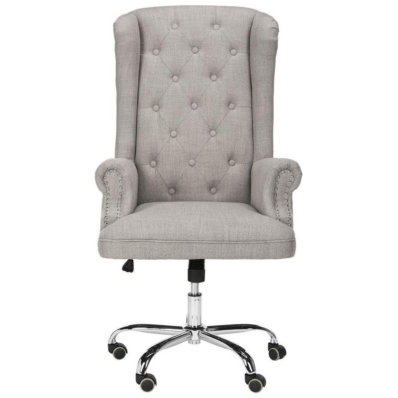 Ian Linen Chrome Leg Swivel Office Chair - Grey/Chrome - Safavieh., 1 of 10