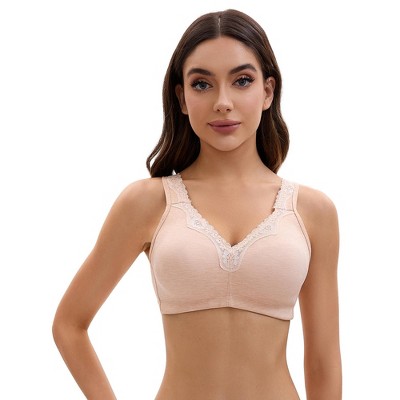 INSPIRE CHIC Plus Size for Women's Adjustable Strap Lace Trim Full Coverage Soft Cup Bras