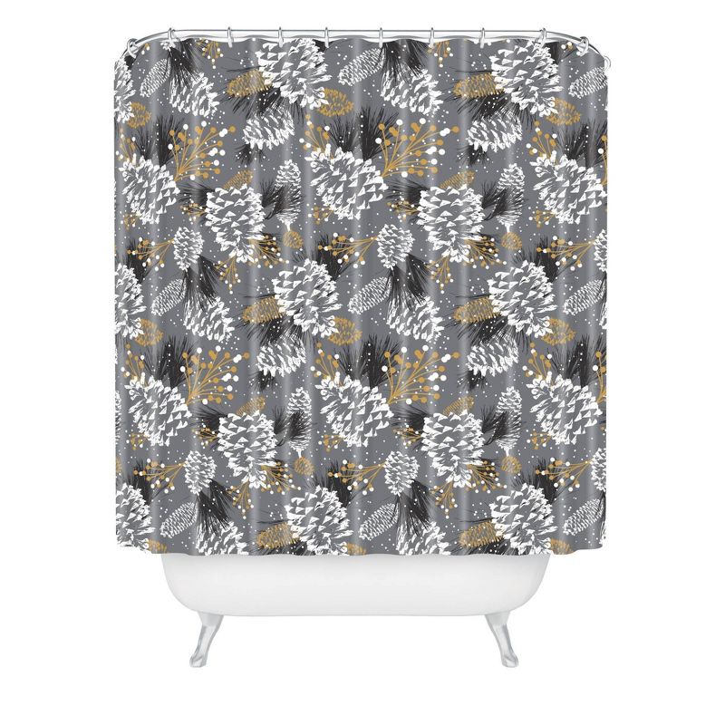 Heather Dutton Festive Forest Christmas Shower Curtain Gray - Deny Designs, 1 of 5