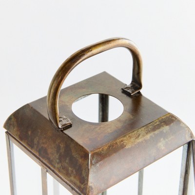 Tall Brass and Glass Hanging Candle Lantern