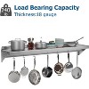 12" x 24" Stainless Steel Wall Mounted Pot Rack Shelf with 5 Hooks, Stainless Steel Shelf, Commercial Wall Mounted, Easy to Clear - 3 of 4