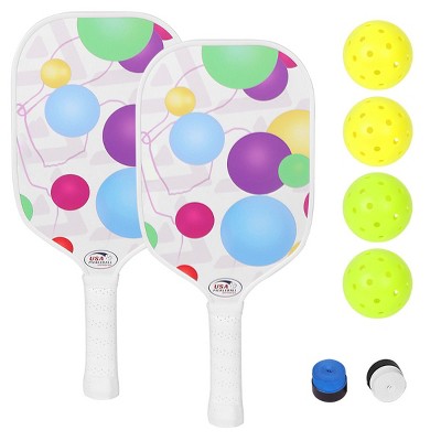 8 Pack Pickleballs with 8 Racket Grips, 40 Holes Outdoor Pickleball Balls, High Visibility & Bounce