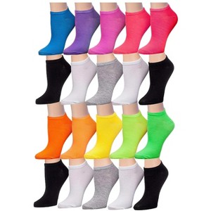 Tipi Toe Women's 20 Pairs Rainbow Solid Colors Patterned Low Cut/No Show Socks - 1 of 4