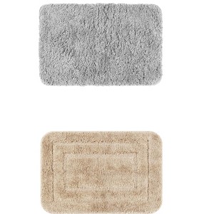 Unique Bargains 2Pcs Non-Slip Extra Thick Microfiber Soft Plush Bath Mats - 1 of 4