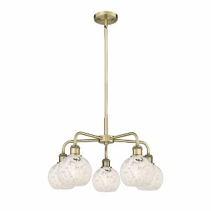 White Mouchette - 5 Light Stem Hung Chandelier In Modern Style-13.5 Inches Tall and 24 Inches Wide - 1 of 1