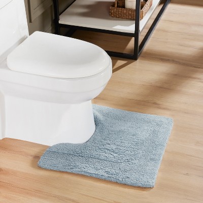 Blue Soft Plush Cotton U-Shaped Bathroom Rug