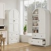 71" Armed Bookcase Cabinet - Wood Storage w/ Doors & Drawers, Farmhouse Display Case for Office & Living Room - 3 of 4