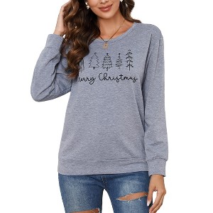Coolmee Christmas Sweatshirt for Women Crewneck Long Sleeve Shirt Xmas Holiday Party Pullover Tops - 1 of 4