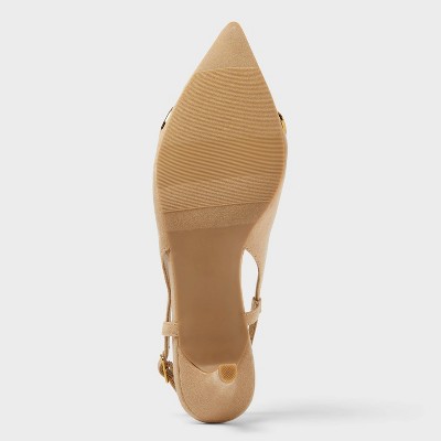 Women's Tabitha Oversized Chain Sling Back Heels with Memory Foam Insole - A New Day' Beige - image 4