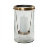 HomeRoots 9" Clear And Gold Botanical Leaf Glass And Metal Tabletop Hurricane Candle Holder - 4 of 4