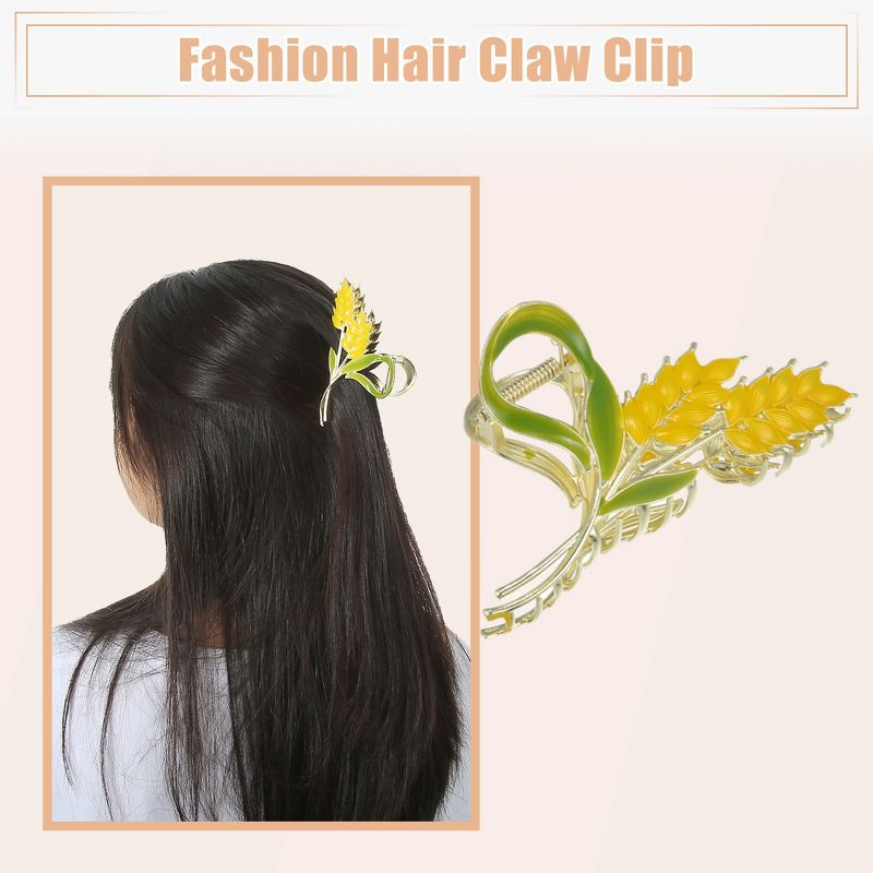 Unique Bargains Women's Flower Metal Hair Claw Clip Yellow 2 Pcs, 5 of 7