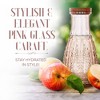 Elle Decor Color Glass Carafe with Wood Lid, Leak-Proof Glass Pitcher for Water, Juice, Mimosa Bar, Iced Tea,1 Liter, Dishwasher Safe - 2 of 4
