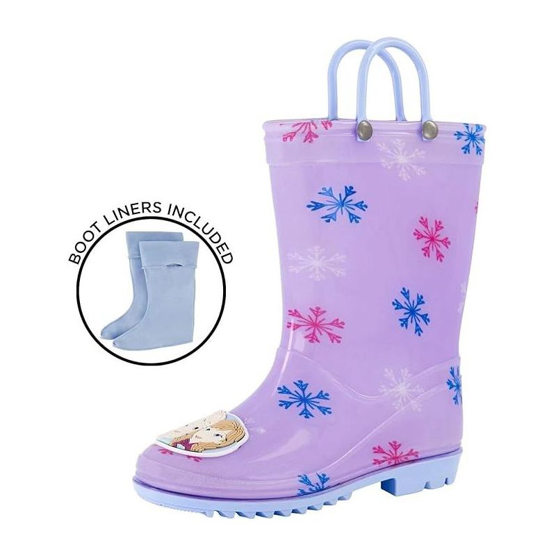 Frozen Anna & Elsa Girl's Rain Boots with Soft Removable Liner, Kids (1-8 Years), 4 of 8