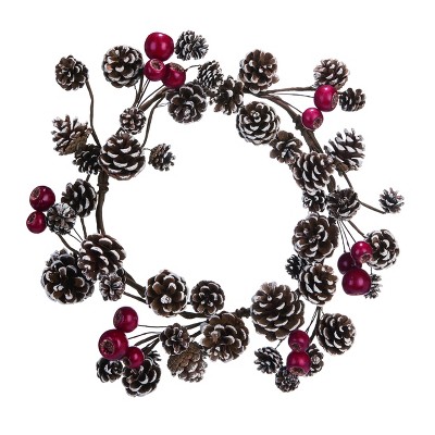 Transpac Pinecone 20 in. Brown Christmas Wreath with Red Berry