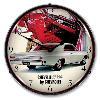 Collectable Sign & Clock | 1966 Chevelle SS 396 RI LED Wall Clock Retro/Vintage, Lighted