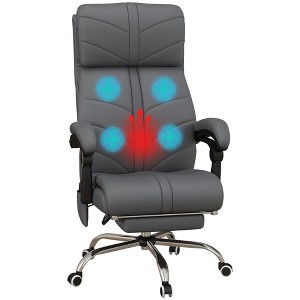 Okak Massage Executive Office Chair with 4 Vibration and Heat, Criss Cross Chair with Adjustable Height, 360 Swivel Chair for Home, Office, Gray - 1 of 4