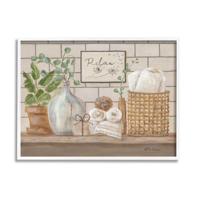 Stupell Industries Uplifting Bathroom Spa Relax Scene Framed Giclee