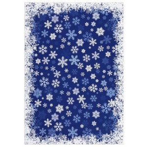 Machine Washable Christmas Area Rugs for Living Room Bedroom, Xmas Snowflake Print Floor Carpet for Dining Room Kitchen - 1 of 4