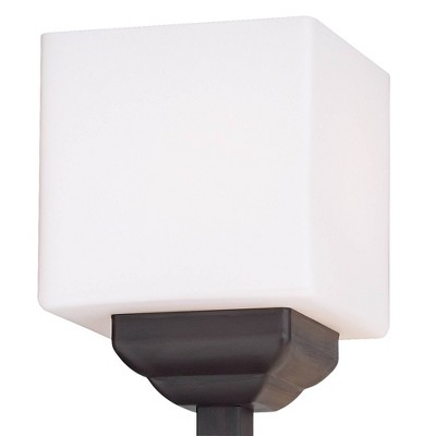 Bronze Iron 4-Light Torchiere Floor Lamp with Square Shades