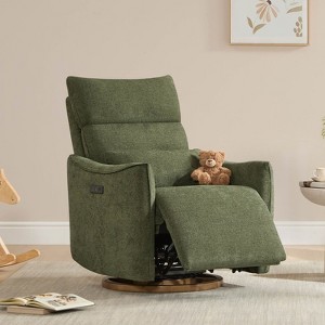 Spruce & Spring Power Swivel Recliner Chair Dual-Motor Nursery Glider with Lumber Pillow - 1 of 4