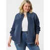 Agnes Orinda Women's Plus Size Regular Fit Button Down Long Sleeve Denim Shirts - 3 of 4