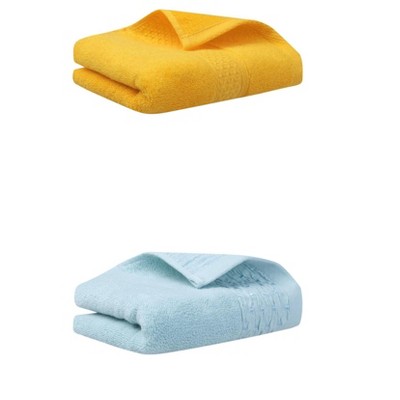 REGALWOVEN Solid Textured Cotton Absorbent Soft Bathroom Hand Towel 13" x 30"/14" x 30" 2 Packs