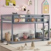 Whisen Twin Over Twin Wood Loft Bed and Bunk Bed, Floor Bunk Bed with Ladder for Kids & Juniors, Easy Assemble - 2 of 4